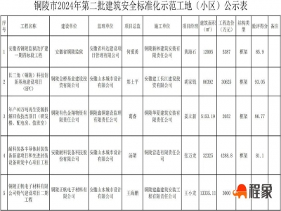 安徽省铜陵市关于2024年第二批市级“建筑安全标准化示范工地